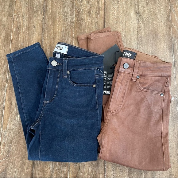 PAIGE Denim - PAIGE Jeans Women’s sz 23 Denim and Tan Skiny Jeans 2pc Bundle